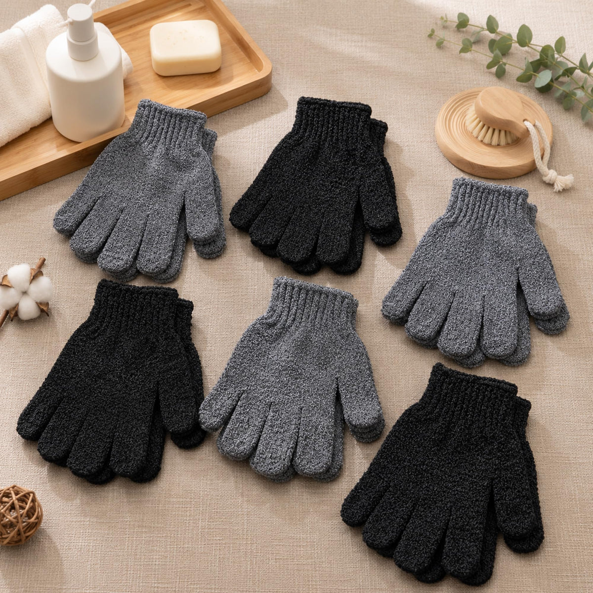 Gants exfoliants Fundrem en nylon texturé, plusieurs couleurs