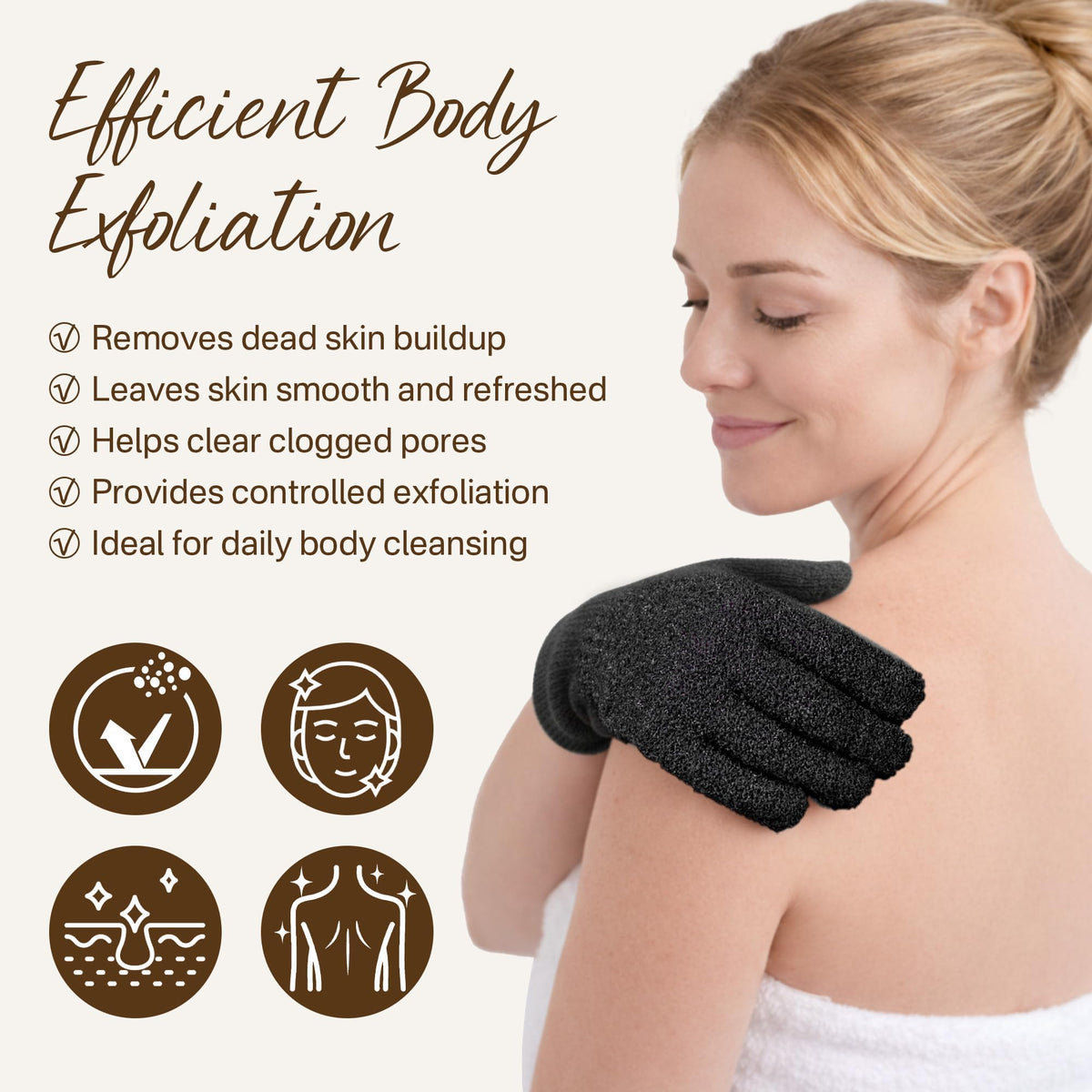 Gants exfoliants Fundrem utilisés avec gel douche pour mousse riche