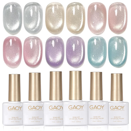 GAOY Kit de Vernis à Ongles Cat Eye 6 Couleurs avec Magnet - vue de face