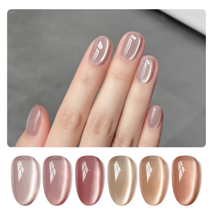 GAOY kit de vernis gel cat eye rose pâle, 6 couleurs en flacon