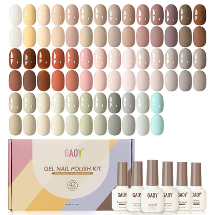GAOY Set de 42 Vernis à Ongles Gel avec 39 couleurs neutres