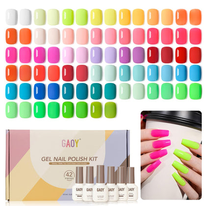 GAOY set de vernis à ongles en gel 39 couleurs néon vue de face