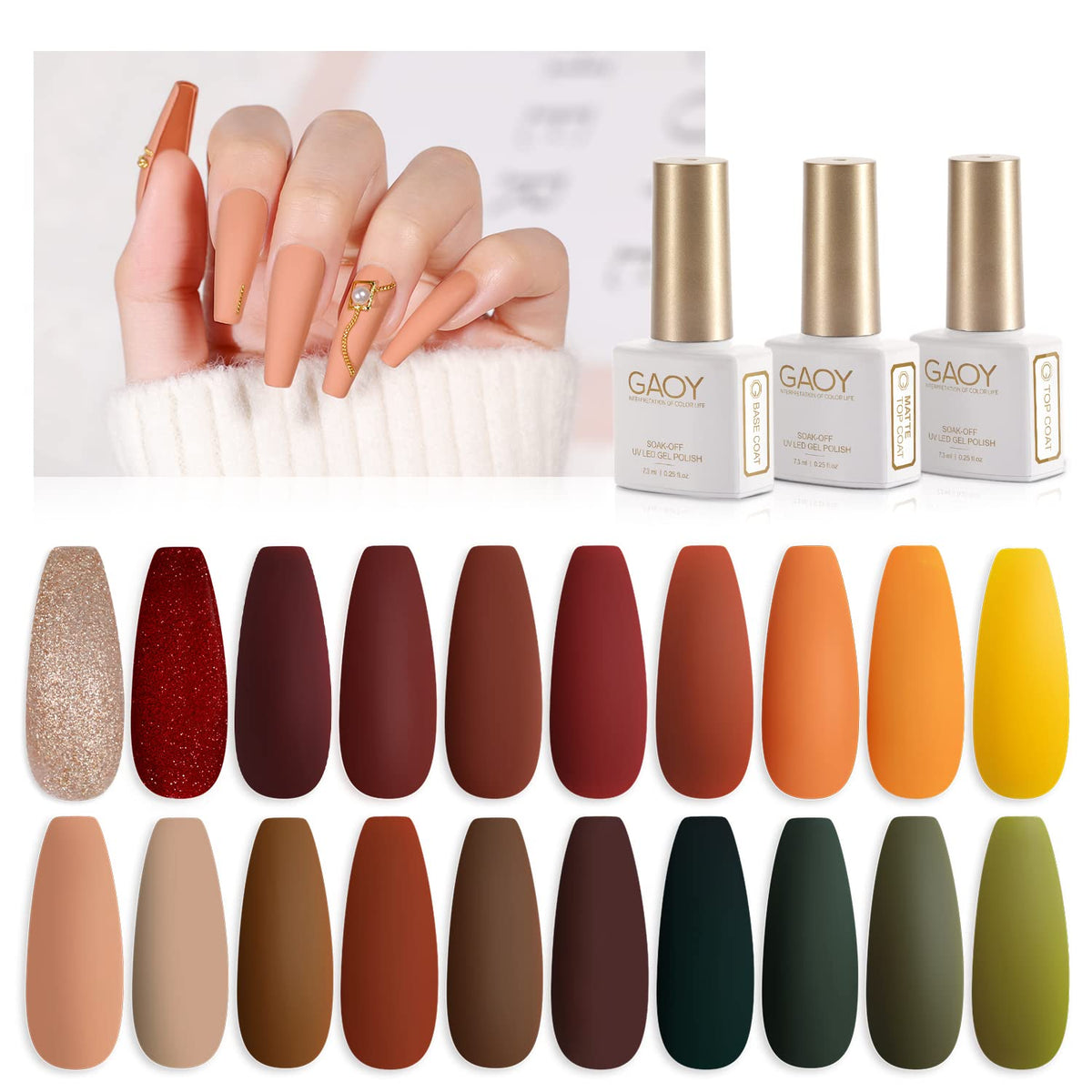 GAOY Set de Vernis à Ongles Gel 23 Pcs avec 20 couleurs variées