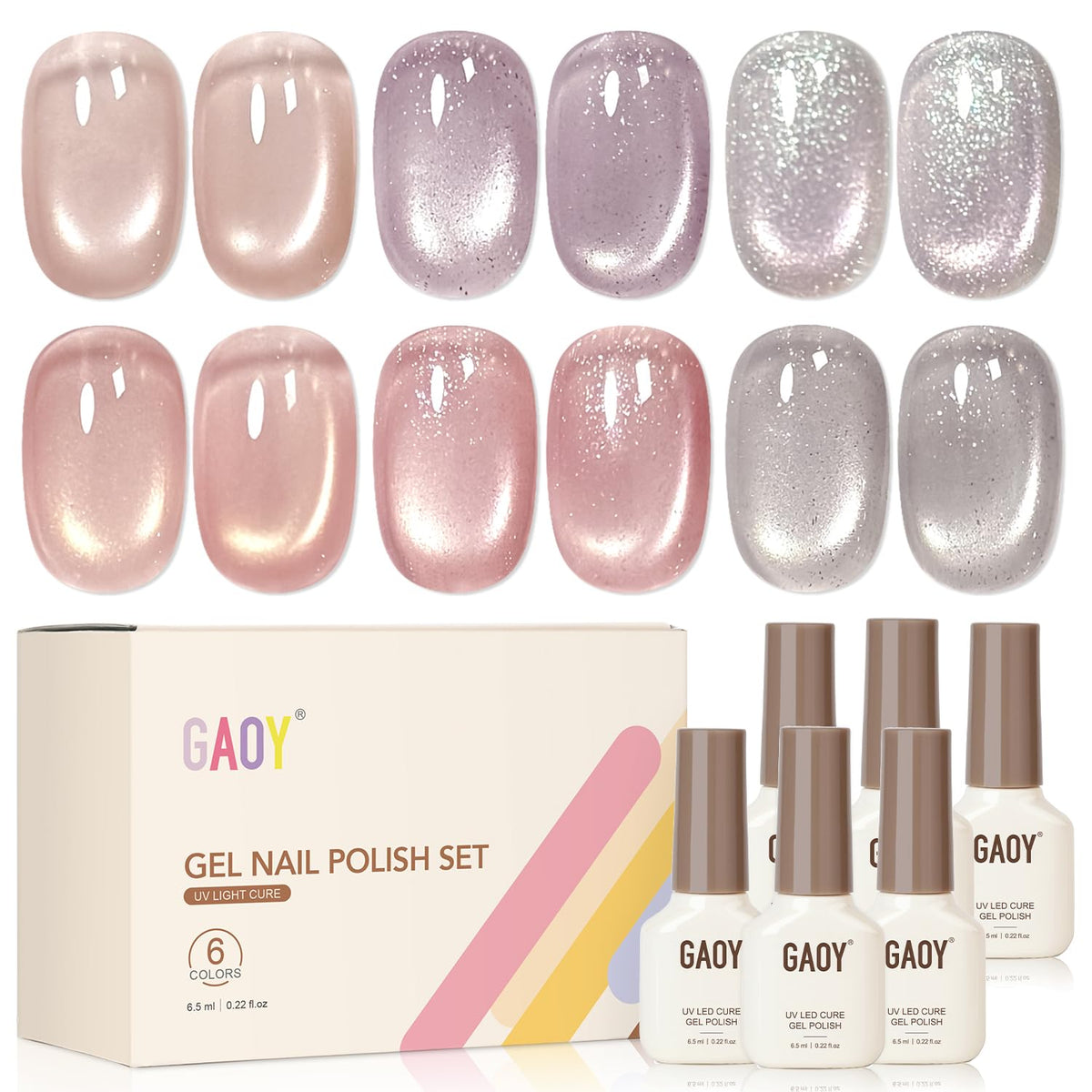 GAOY Set de Vernis à Ongles Gel 6 Couleurs avec Aimant
