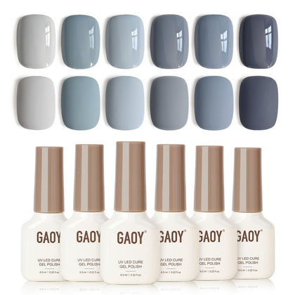 GAOY set de vernis à ongles gel bleu poussiéreux avec 6 couleurs