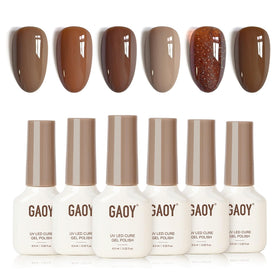 GAOY set de vernis à ongles gel marron 6 couleurs vue avant