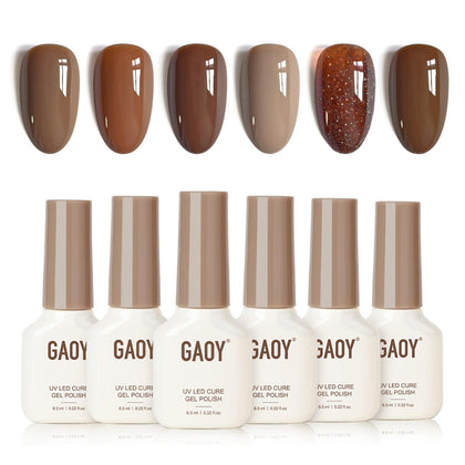 GAOY set de vernis à ongles gel marron 6 couleurs vue avant