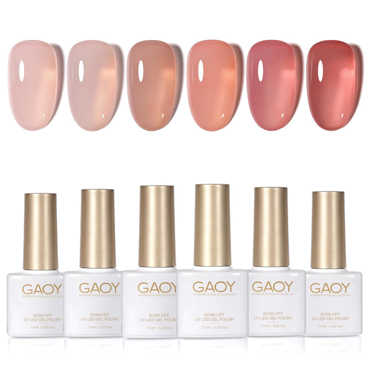 GAOY Set de Vernis à Ongles Gel Rose Nude - 6 couleurs