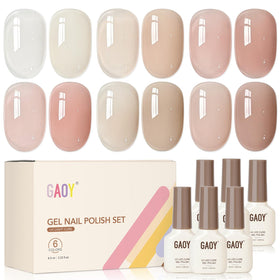 GAOY Set de Vernis Gelée 6 couleurs nude crème vue avant