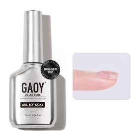 GAOY Top Coat Gel 16ml flacon avant avec design chrome argenté