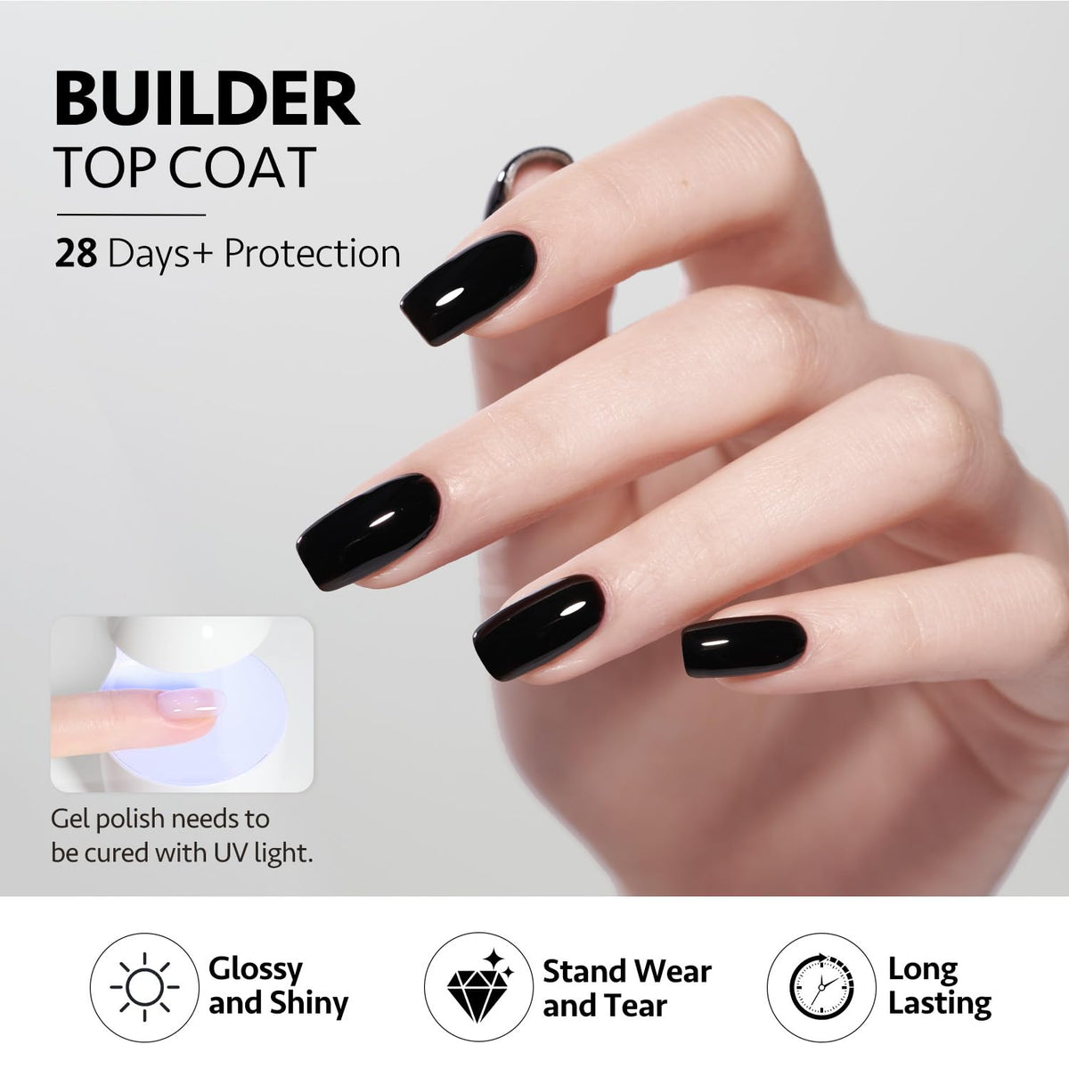 GAOY Top Coat Gel 16ml flacon ouvert montrant le gel