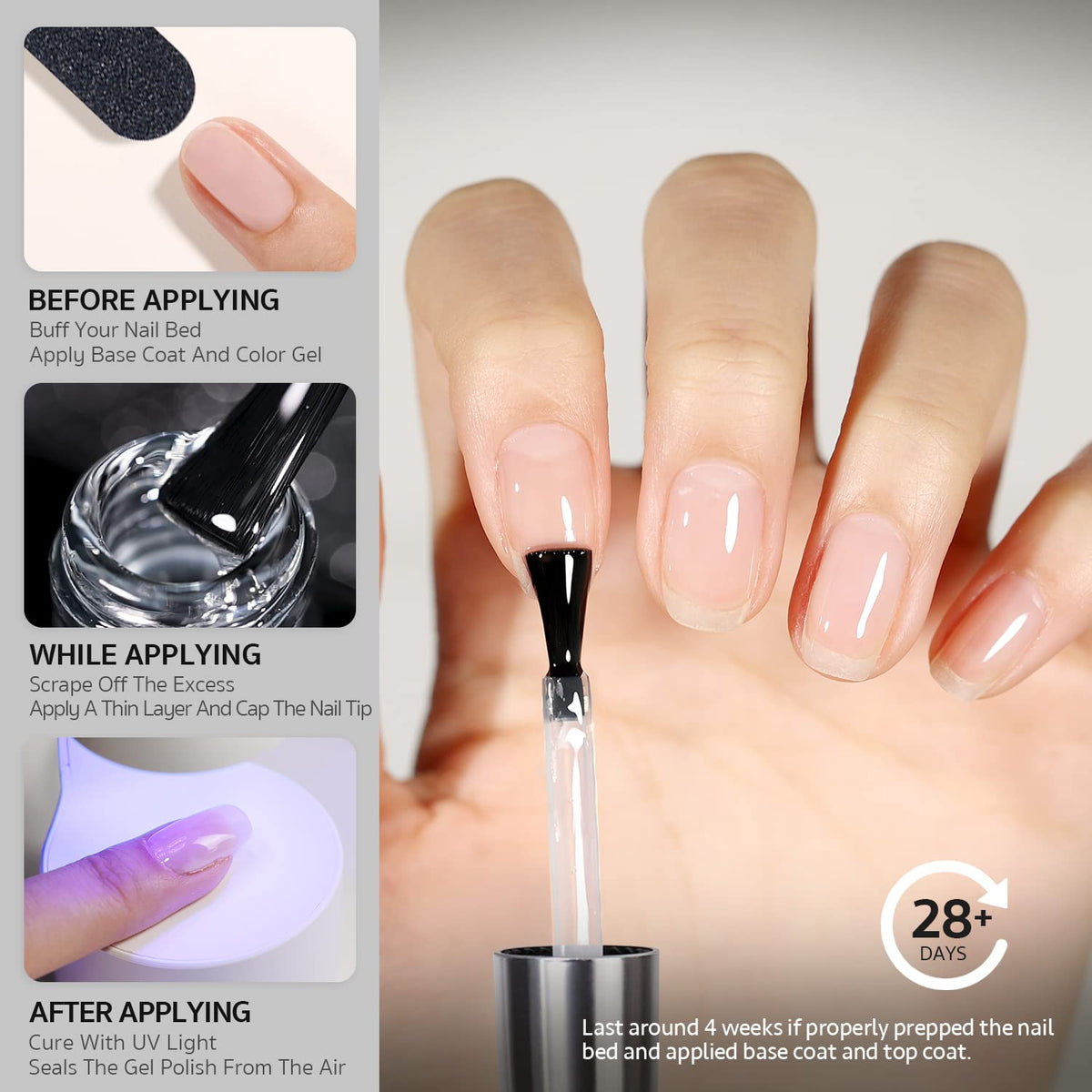 GAOY Top Coat Vernis à Ongles Gel 16ml applicateur en pinceau