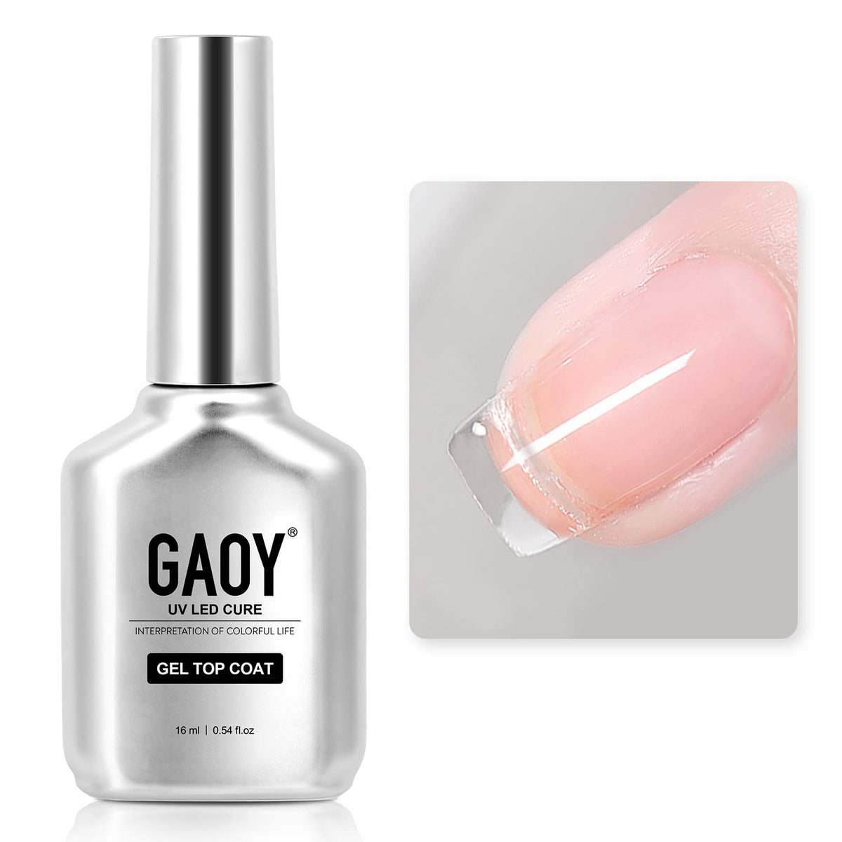 GAOY Top Coat Vernis à Ongles Gel 16ml vue avant avec bouchon noir