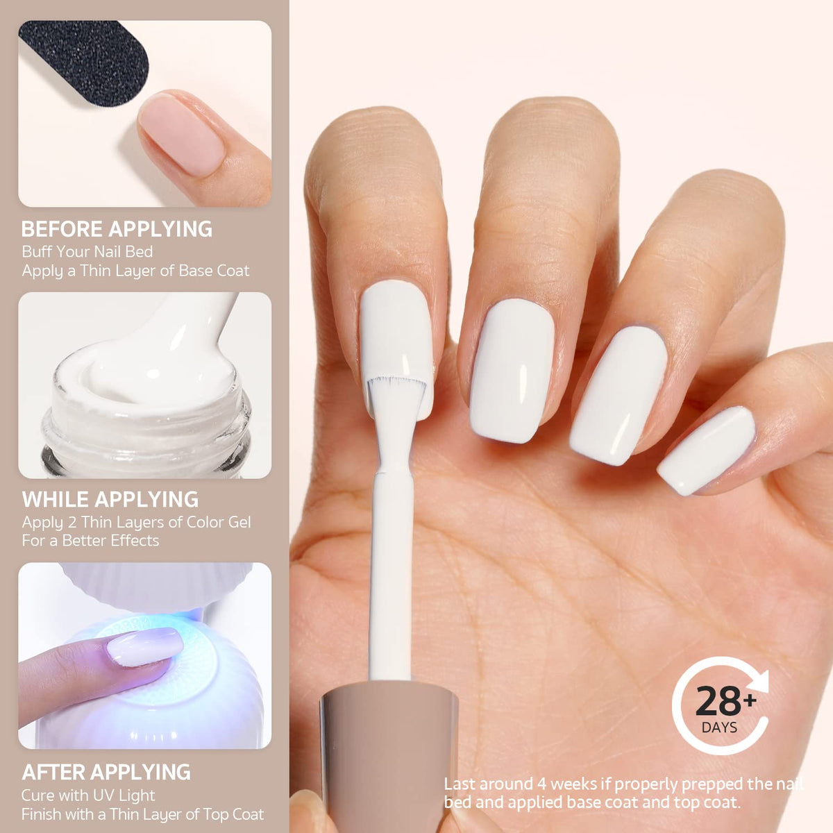 GAOY Vernis à Ongles Gel Blanc 16ml texture du produit