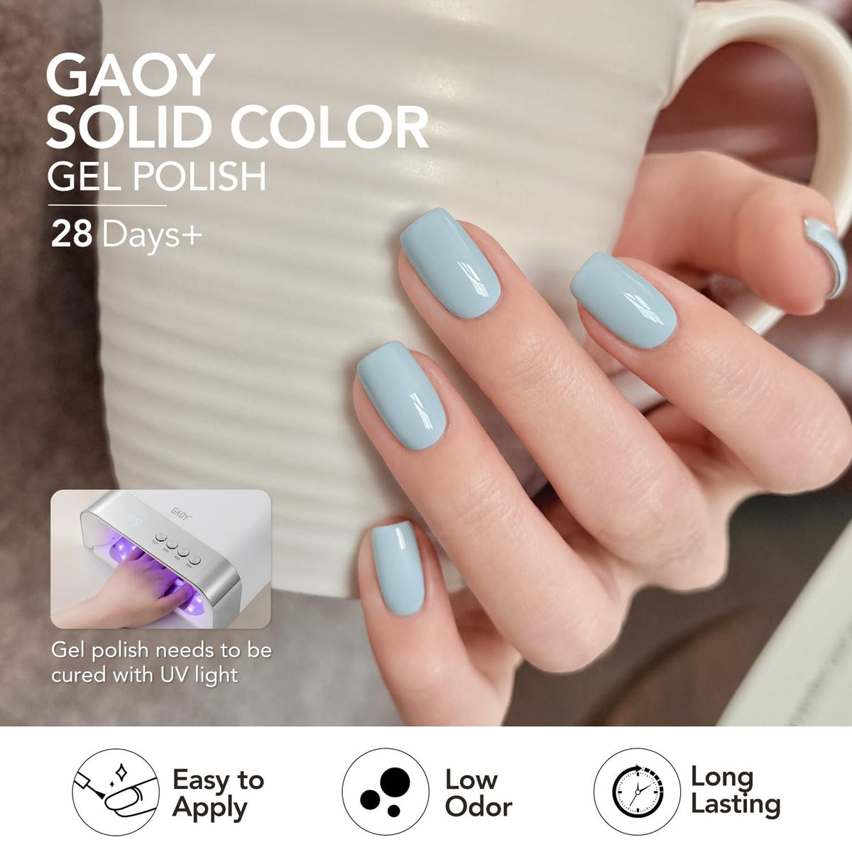 GAOY Vernis à Ongles Gel Bleu 6 Couleurs - Séchage sous lampe UV