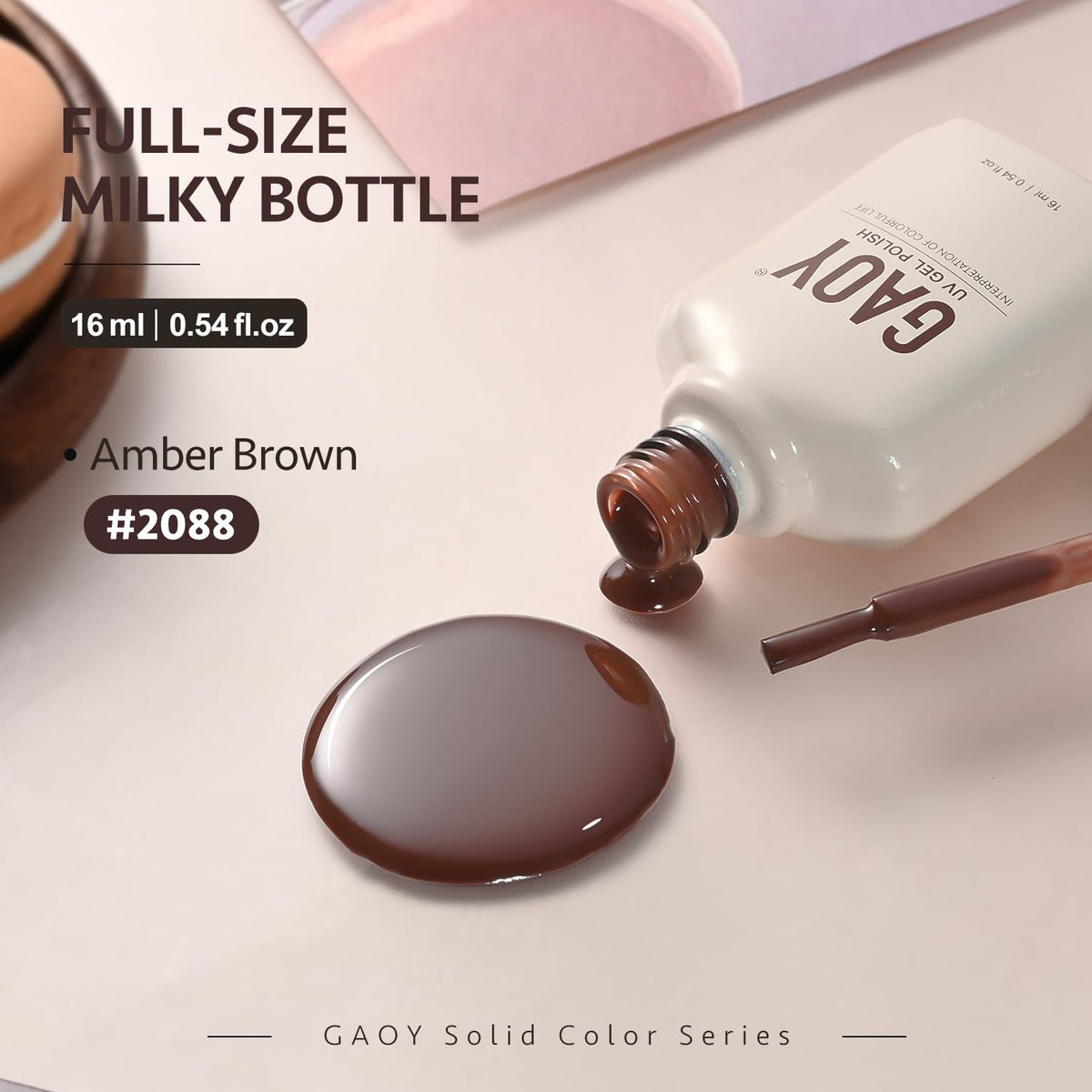GAOY Vernis à Ongles Gel Brun 16ml bouteille avec étiquette