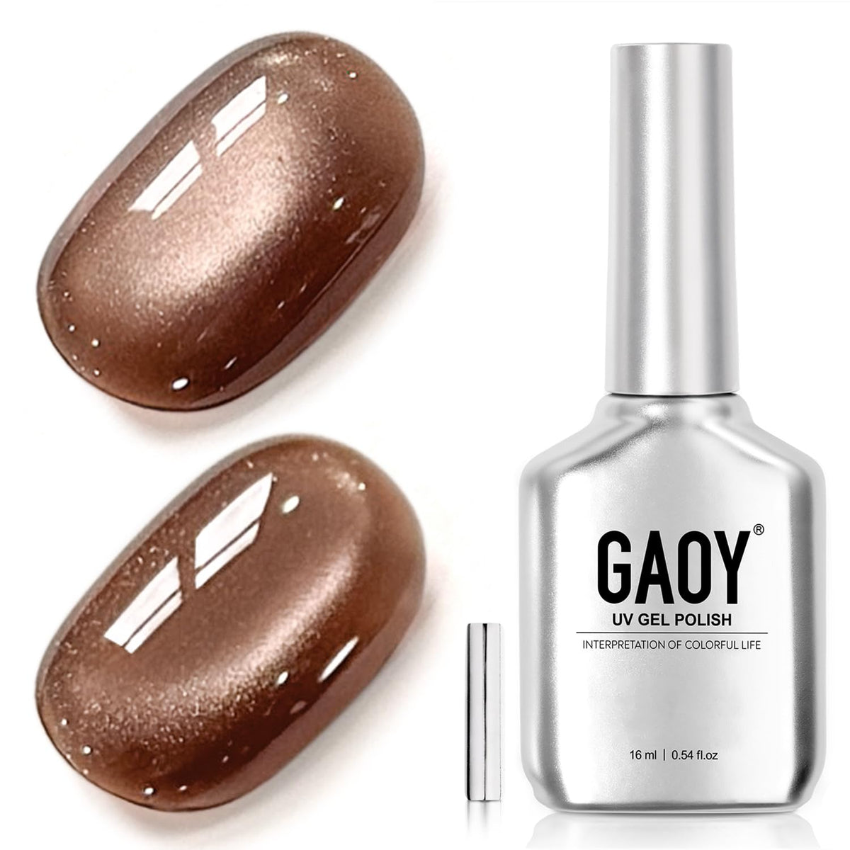 GAOY Vernis à Ongles Gel Cat Eye Marron Holographique 16ml vue avant