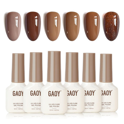 GAOY Vernis à Ongles Gel Chocolat Noisette ensemble de 6 couleurs