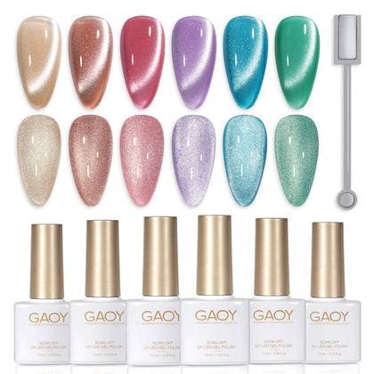 GAOY Vernis à Ongles Gel Éclat Cat Eye 6 couleurs en packaging