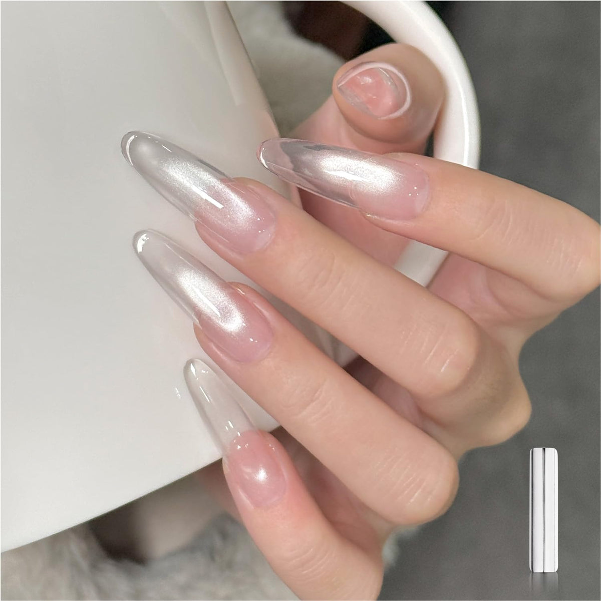 GAOY Vernis à Ongles Gel Holographique Argent 16ml vue avant
