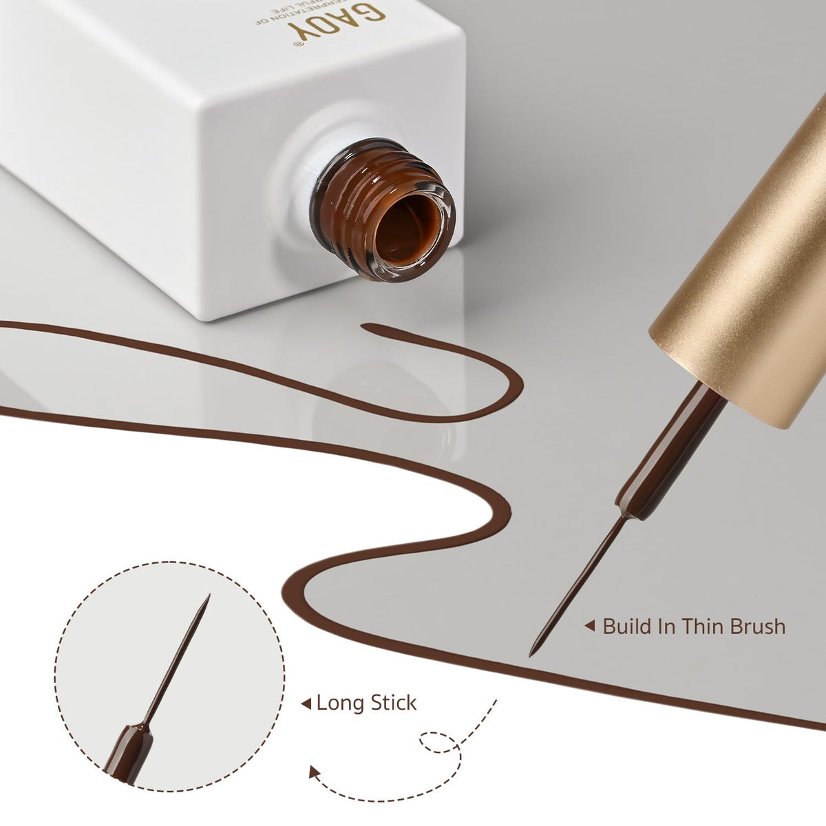 GAOY vernis à ongles gel marron 12ml application sur un ongle