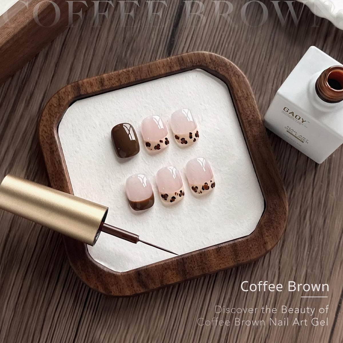 GAOY vernis à ongles gel marron 12ml bouteille ouverte avec pinceau