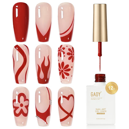 GAOY Vernis à Ongles Gel Rouge Marbré 12ml vue de face