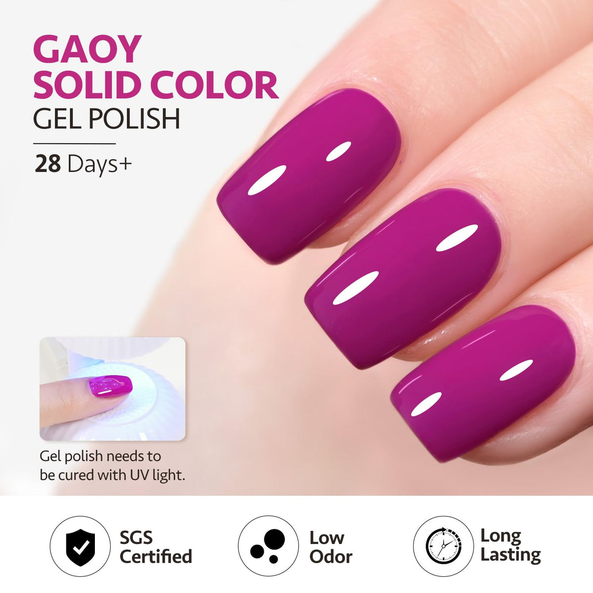GAOY Vernis Gel 16ml Violet Prunier bouteille ouverte