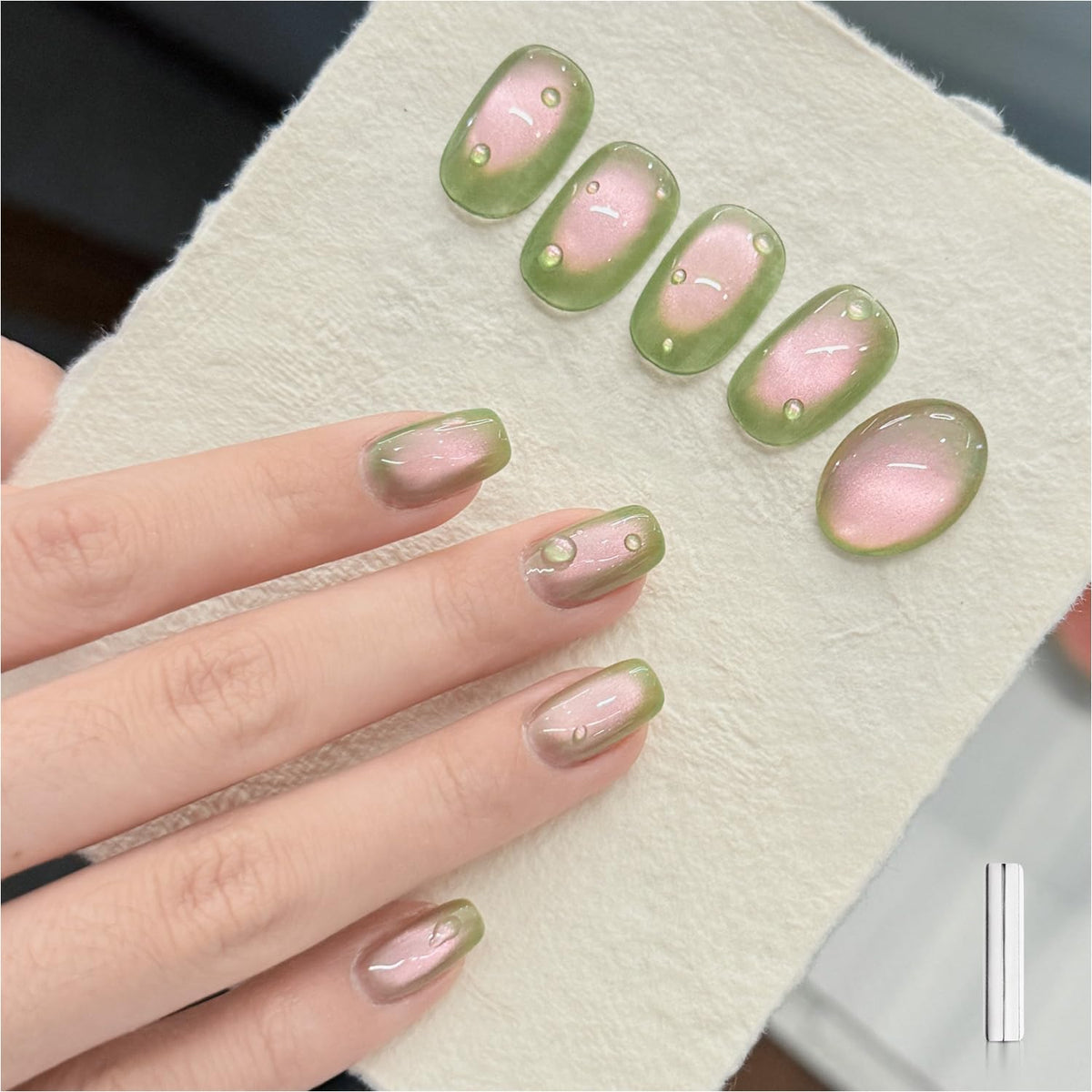 GAOY Vernis Gel Cat Eye Rose Vert 16ml vue de face
