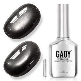 GAOY Vernis Gel Noir Cat Eye 16ml avec paillettes holographiques, vue avant