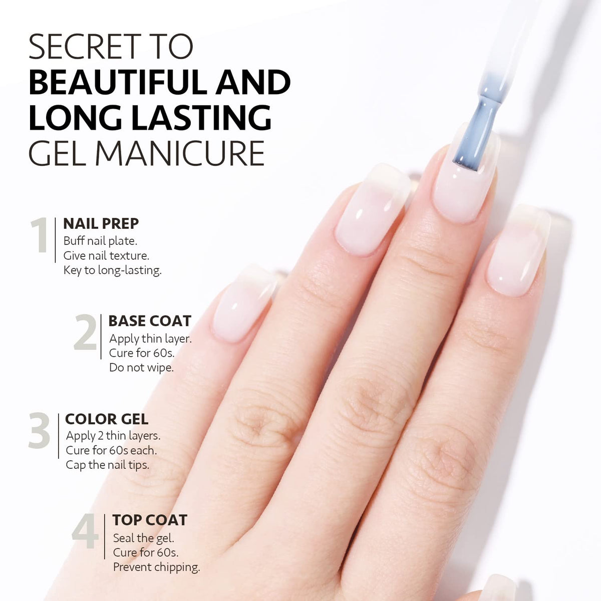 GAOY vernis gel nude transparent 16ml, finition brillante