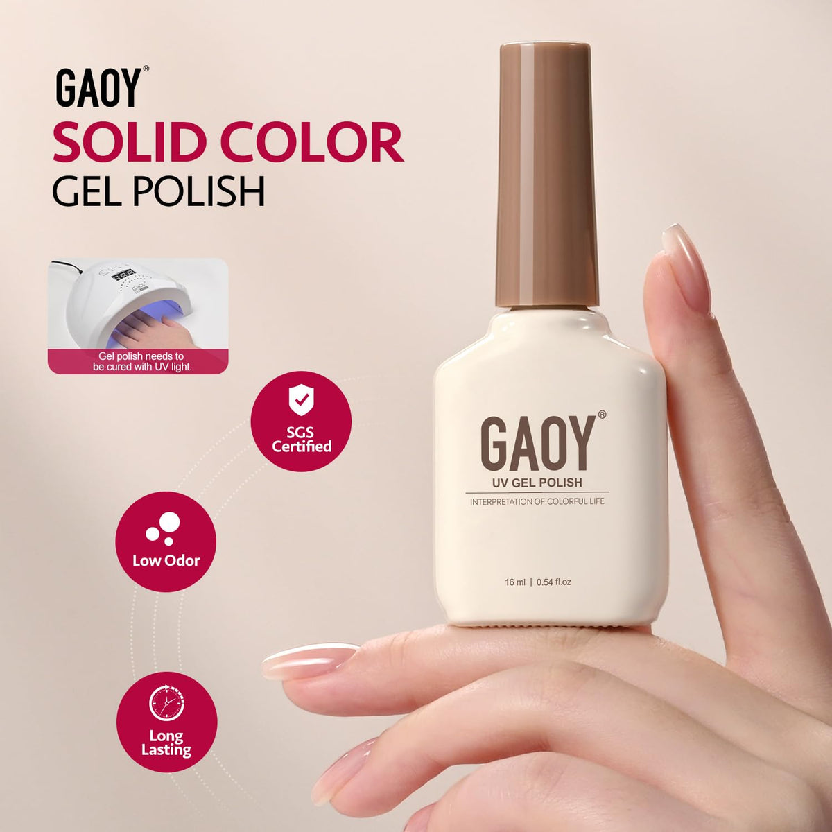 GAOY Vernis Gel Rouge 16ml en gros plan sur table de manucure