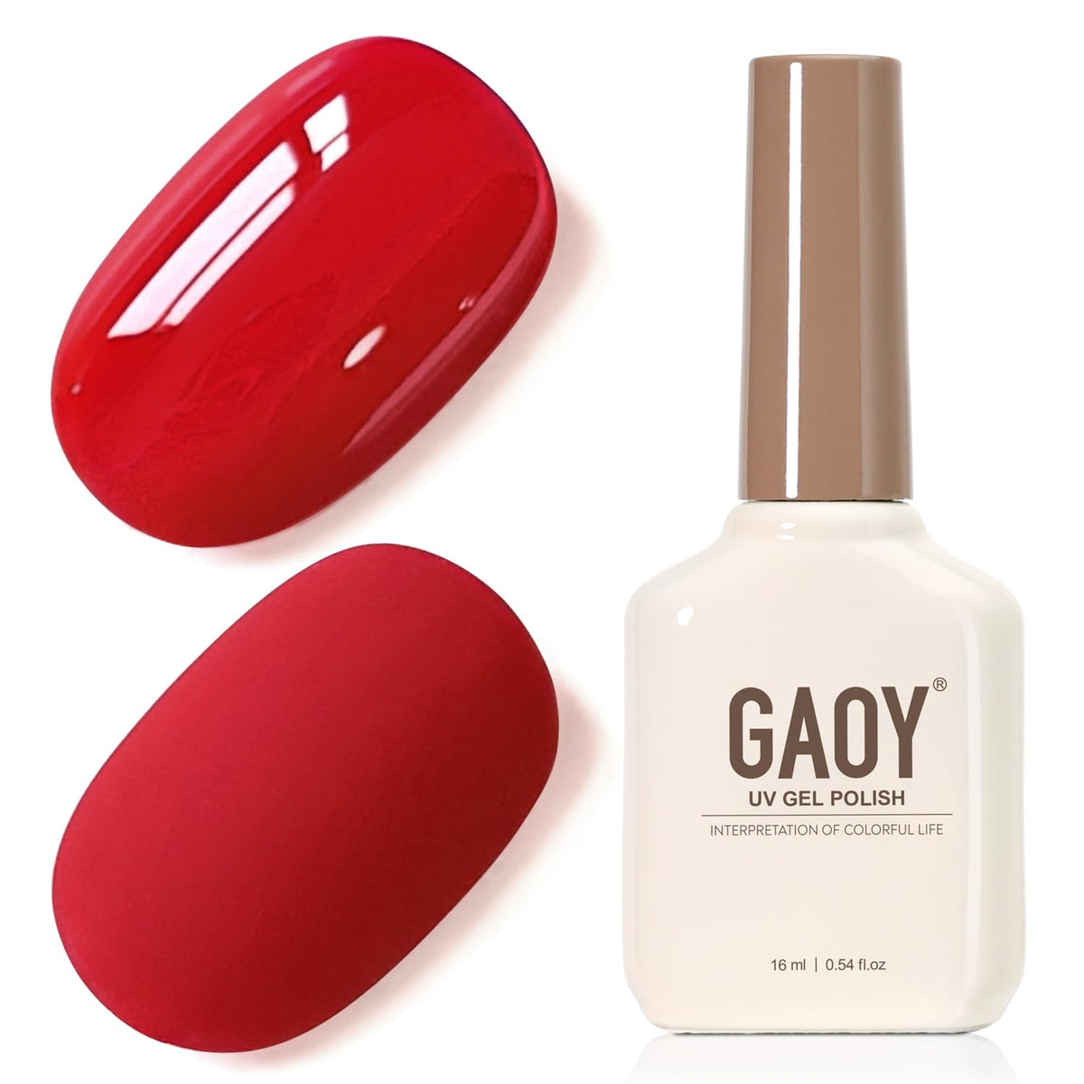 GAOY vernis gel rouge satin 16ml bouteille vue avant