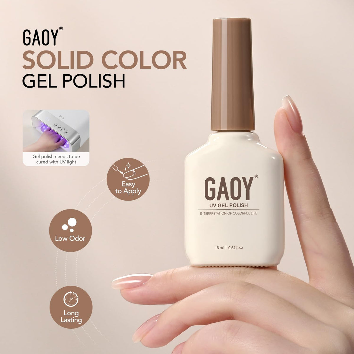 GAOY vernis gel rouge satin sur table de manucure