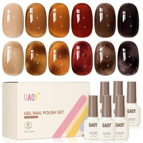 GAOY vernis gel tortoise marron ensemble de 6 couleurs transparentes