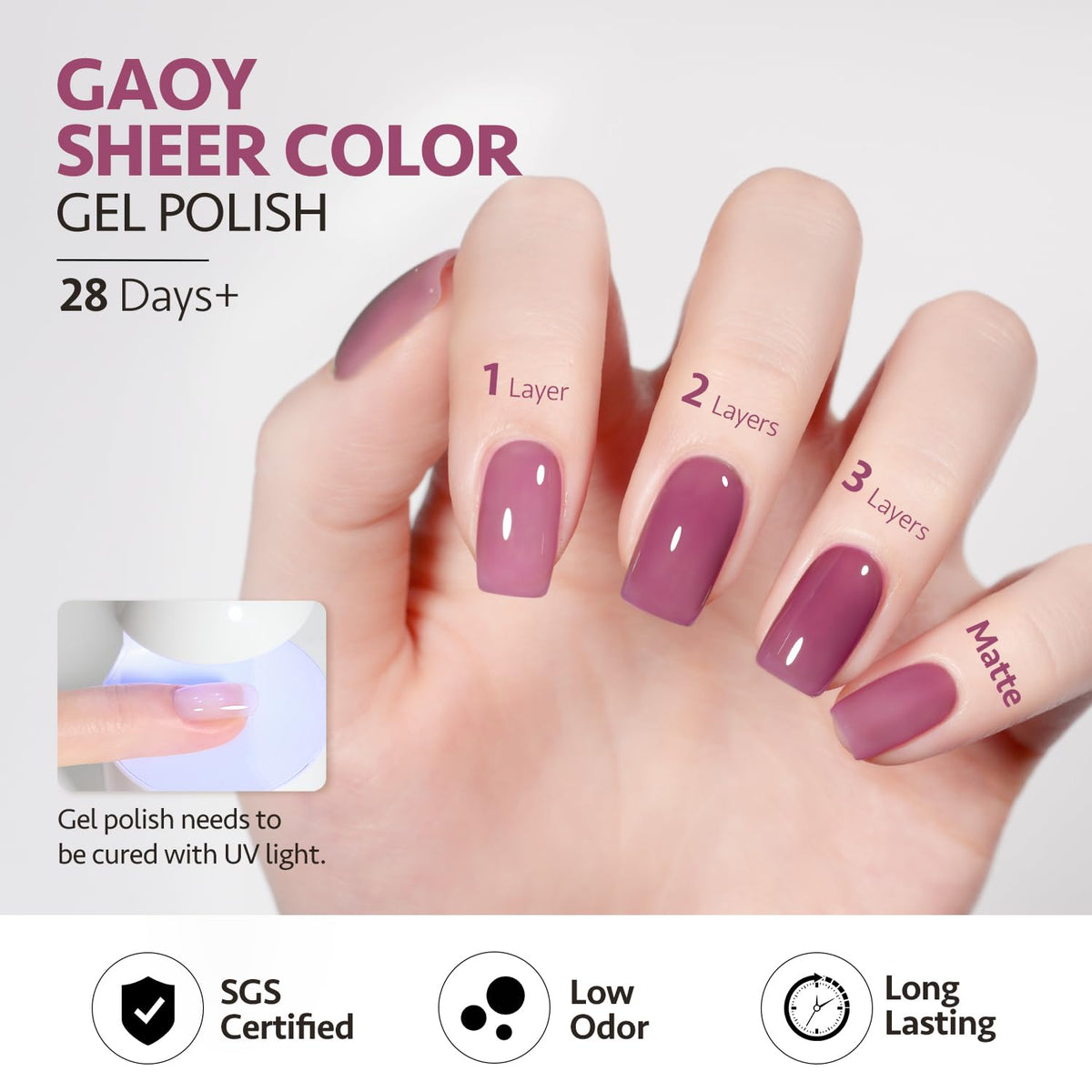 GAOY vernis gel violet translucide 16ml sous lampe UV