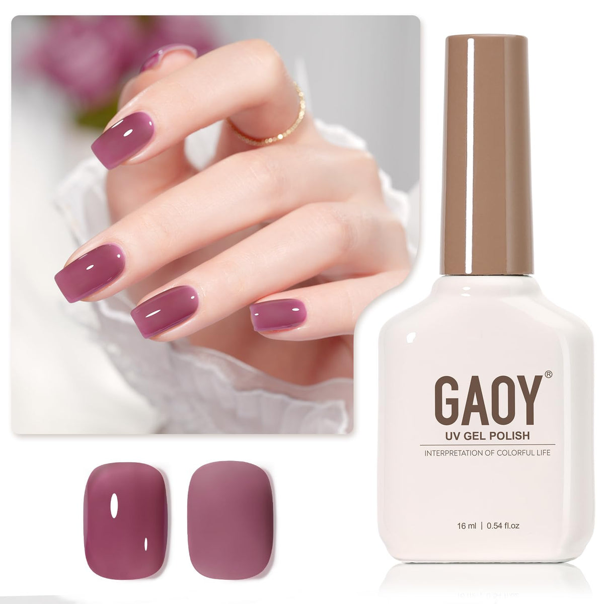 GAOY vernis gel violet translucide 16ml vue avant