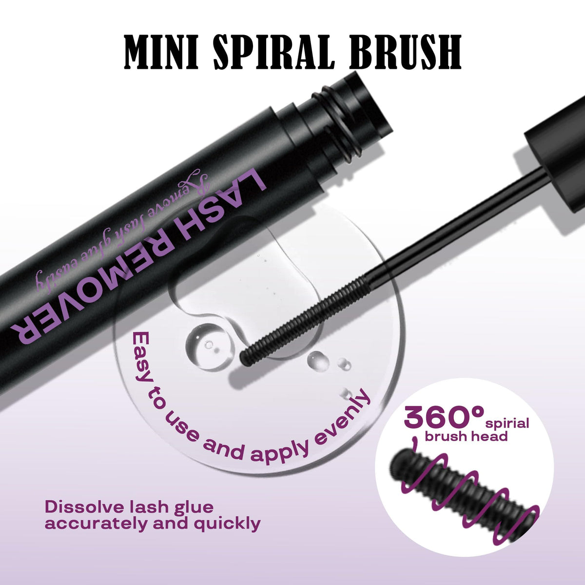 GAQQI Remover de Faux Cils 5ml et ses ingrédients sur un fond blanc