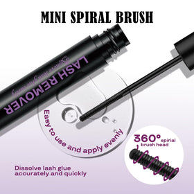 GAQQI Remover de Faux Cils 5ml et ses ingrédients sur un fond blanc