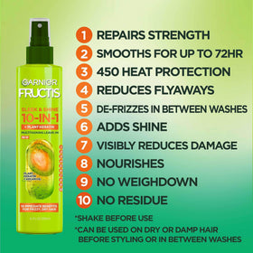 Garnier Fructis 10-en-1 spray sur fond blanc