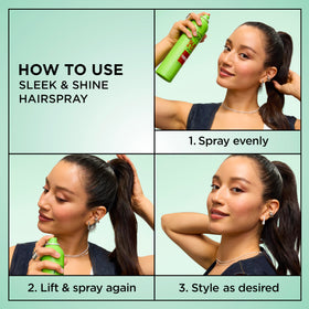 Garnier Fructis Spray Fixant en utilisation sur cheveux