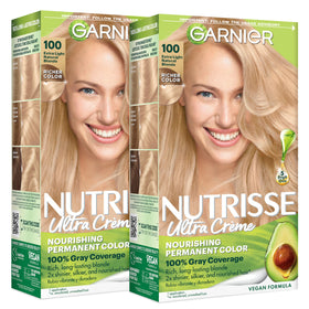 Garnier Nutrisse Ultra Crème coloration cheveux 100% couverture grise, boîte avant