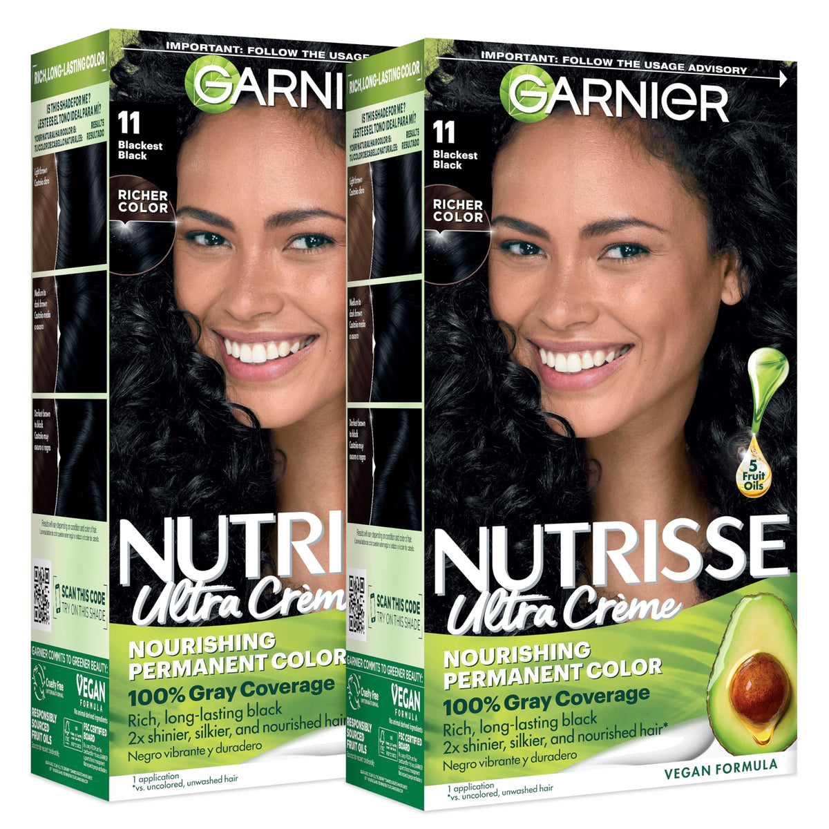 Garnier Nutrisse Ultra Crème Coloration Cheveux 11 Noir Profond avant application