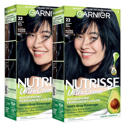 Garnier Nutrisse Ultra Crème Coloration Intense Noir Bleu vue avant