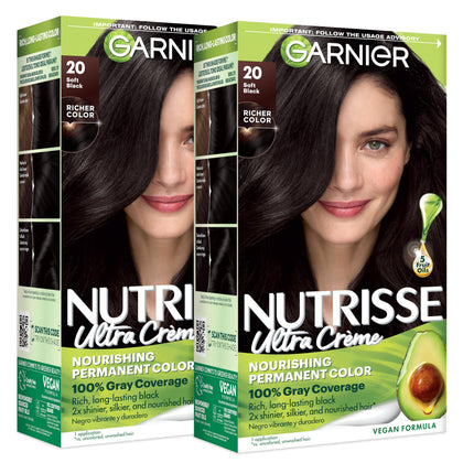 Garnier Nutrisse Ultra Crème couleur cheveux 20 Noir Doux vue de face