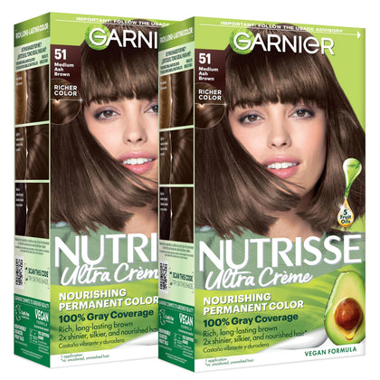 Garnier Nutrisse Ultra Crème Teinture Cheveux 51 Châtain Clair Cendré avant l'application