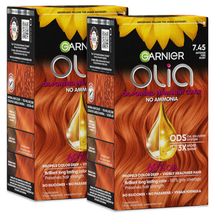 Garnier Olia coloration cheveux 7.45 Ruby Éclat, emballage avant