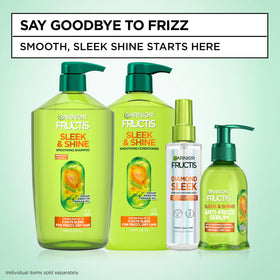 Garnier Sérum Anti-Frisottis Sleek & Shine à côté de son emballage