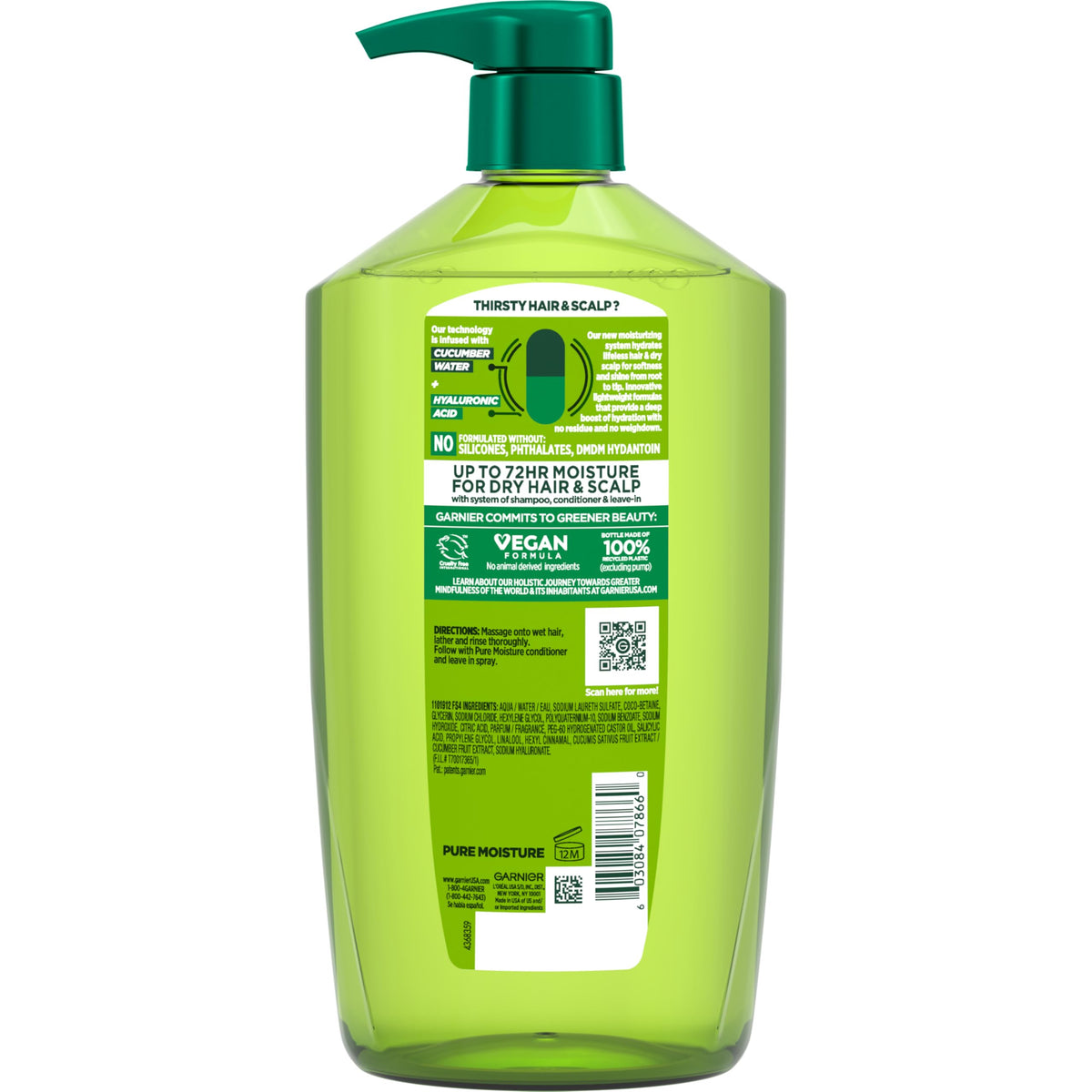 Garnier Shampooing Hydratant Pure Moisture 1L en gros plan