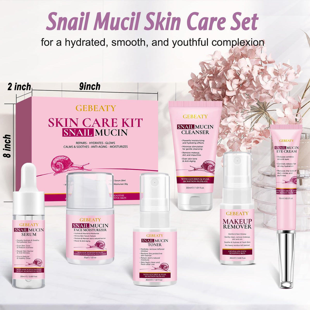 GEBEATY Set de Soins de Peau sur fond neutre